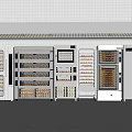 Stainless Steel Commercial Kitchen Appliances Setup With Ovens Racks Refrigerator Under Tile Wall Range Hood