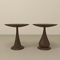 Two Brown Side Tables With Unique Teardrop Base And Round Tabletop In Light Background 3d model