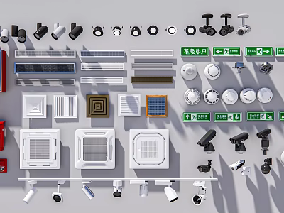 Various Styles of Downlights and Spotlights with Design Elements and Installation Parts 3d model