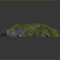 Natural Rocky Terrain Covered With Green Grass And Soil Rock Formation