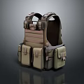 Military Tactical Vest With Brown Green Combination Multiple Pockets Shoulder Straps And Waist Belt