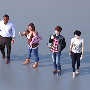 Men and women with multiple characters 3d model