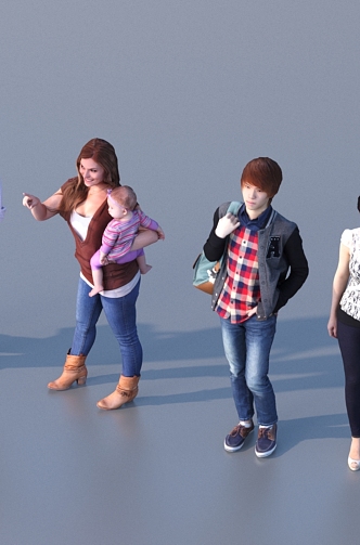 Men and women with multiple characters 3d model