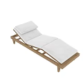 Outdoor Wooden Lounge Chair With White Cushions Adjustable Backrest And Sturdy Frame Design
