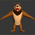 Cartoon Bear 3D Game Character With Orange Fur Light Colored Chest And Outstretched Arms