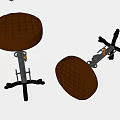 Brown Quilted Stools With Black Metal Cross Base And Comfortable Seats