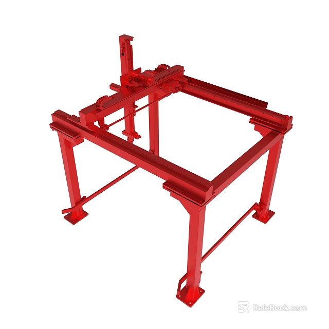 Red Metal Industrial Frame Structure For Heavy Duty Mechanical Support 3d model 