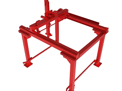 Red Metal Industrial Frame Structure For Heavy Duty Mechanical Support 3d model