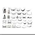Various Hammock Designs Including Hanging Chairs Woven Styles And Different Materials 3d model