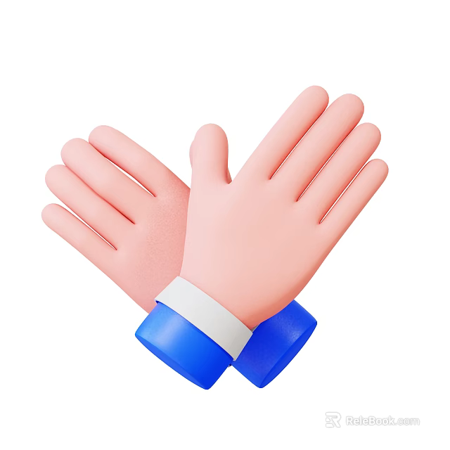 Decorative Ornament Set With Pink Gloves And Blue Cuffs White Trim Design 3d model 