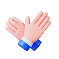 Decorative Ornament Set With Pink Gloves And Blue Cuffs White Trim Design