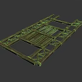 Wooden Frame Structure With Geometric Design And Intersecting Slats In Natural Texture