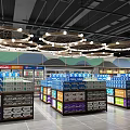 Supermarket Fruit Section With Fresh Fruits On Organized Shelves And Ceiling Lighting