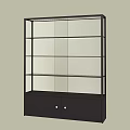 Modern Display Cabinet Shelf with Black Frame Glass Shelves and Bottom Cabinet