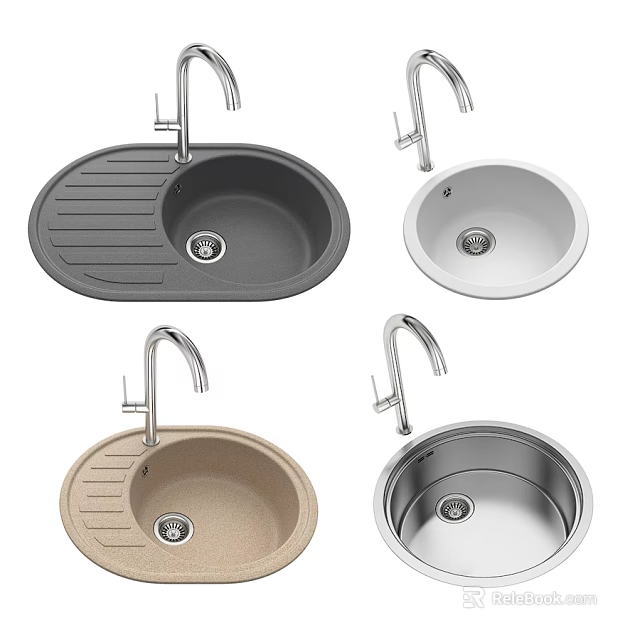 Various Color Kitchen Sink With Faucet Options For Modern Home Kitchen Use 3d model 