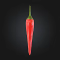 Fresh Ripe Red Chili Pepper Isolated On Black Background With Green Stem
