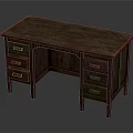 Classic Solid Wooden Desk With Multiple Drawers And Elegant Design For Home Office 3d model