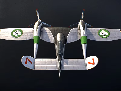 Vintage Twin Engine Fighter Aircraft With Markings 3d model