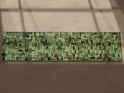 Modern Green Square Rug With Geometric Block Pattern For Home Decoration 3d model