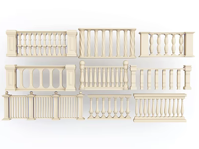 Various Stylish Railings Featuring Diverse Patterns And Classic Designs For Home Use 3d model