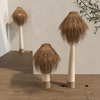 Quiet Floor Lamp Decorative Rattan Floor Lamp 3d model