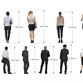 Group of Business People in Formal Attire with Various Height Measurements