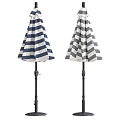 Blue And White Striped Patio Sunshade With Sturdy Pole Design