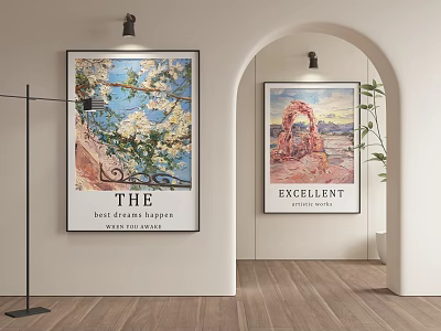 Scenic Landscape Paintings Decorate Indoor Space 3d model