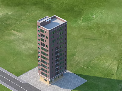 Single Family Villa in Green Grassland with Multi Story Design Multiple Windows and Balconies 3d model