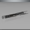 Lightsaber Weapon With Textured Wooden Handle And Shiny Metal Components Design