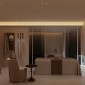 Luxurious SPA Sauna Room with Massage Bed Cozy Chair Wooden Decor and Soft Lighting