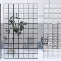 Modern Room Dividers With Grid Circular Patterns And Vertical Slats For Interior Design 3d model