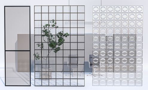 Modern partition glass partition glass wall glass brick wall frosted glass partition 3d model