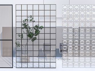 Modern partition glass partition glass wall glass brick wall frosted glass partition 3d model