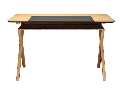 Modern Simple Wooden Desk With Black Surface Panel And Minimalist Leg Design 3d model