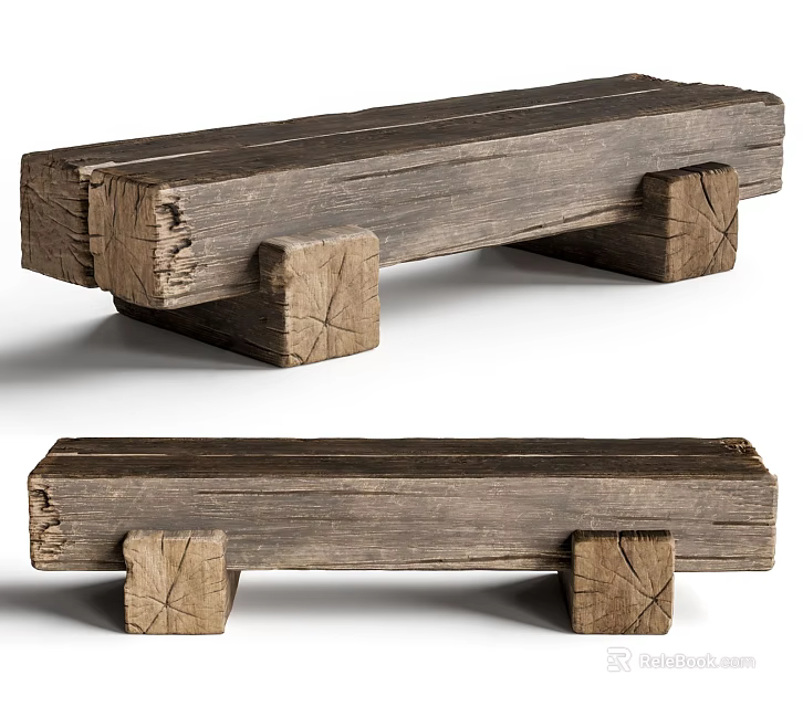 Rustic Wooden Stool With Solid Wood Construction And Natural Finish For Home Decor Design 3d model 