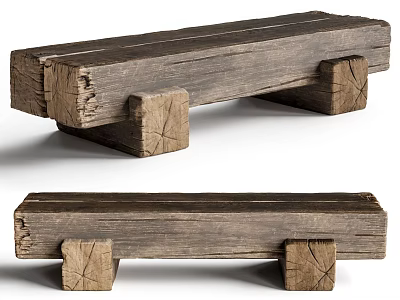 Rustic Wooden Stool With Solid Wood Construction And Natural Finish For Home Decor Design 3d model