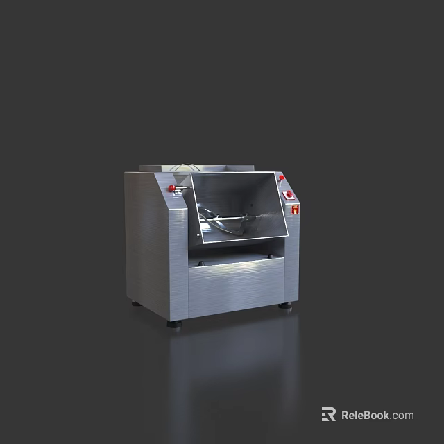 Stainless Steel Kitchen Appliance with Transparent Window and Red Control Buttons Modern Design 3d model 