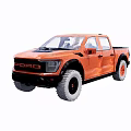 Orange Ford Pickup Truck With Black Front Grille And Off Road Tires