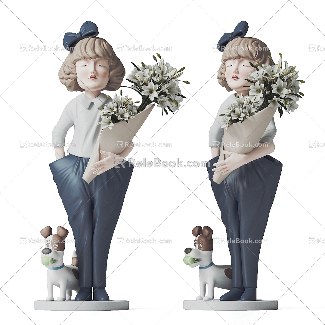 Living Room Decoration Creative Girl Living Room Decoration Large Nordic Girl Vase Decoration 3d model