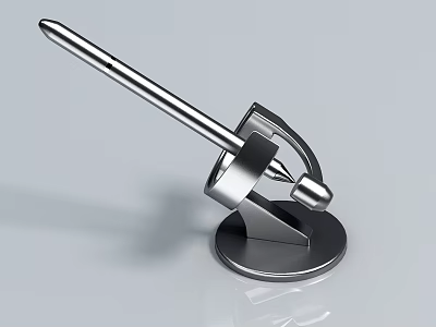 Stylish Metal Pen with Modern Sleek Design and Reflective Stand Base 3d model Stylish Metal Pen with Modern Sleek Design and Reflective Stand Base 3d model