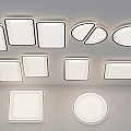 Modern Ceiling Lights With Square And Round Shapes For Home Interior Lighting Design 3d model