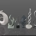 Modern Furniture Decor Accessories With Abstract Twisted Shapes And Diverse Materials