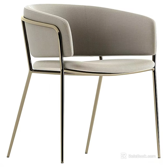 Modern Leisure Chair With Soft Upholstered Fabric And Elegant Metal Frame Design 3d model 