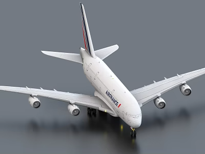 Air France Commercial Airliner Featuring White Fuselage And Tail Logo Design 3d model