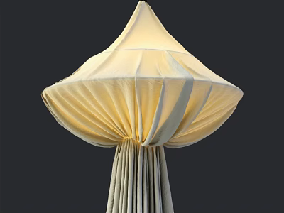 Unique Shaped Pendant Light With Fabric Pleated Design Cream Colored Modern Home Decor 3d model