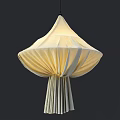 Unique Shaped Pendant Light With Fabric Pleated Design Cream Colored Modern Home Decor