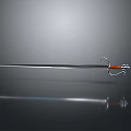 Medieval Sword With Silver Blade Orange Hilt And Metal Guard On Dark Background