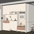 Modern White Shoe Cabinet Design With Hanging Area Bench And Lighting Storage
