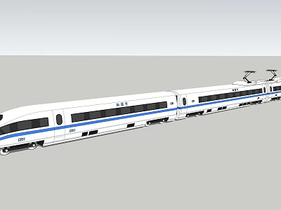 White High Speed Train With Streamlined Front Blue Stripes And Multiple Carriages 3d model
